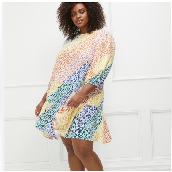 NWT ELOQUII Elements Women's Plus Size
Rainbow Print Tiered Easy Dress, 18W - Picture 1 of 7